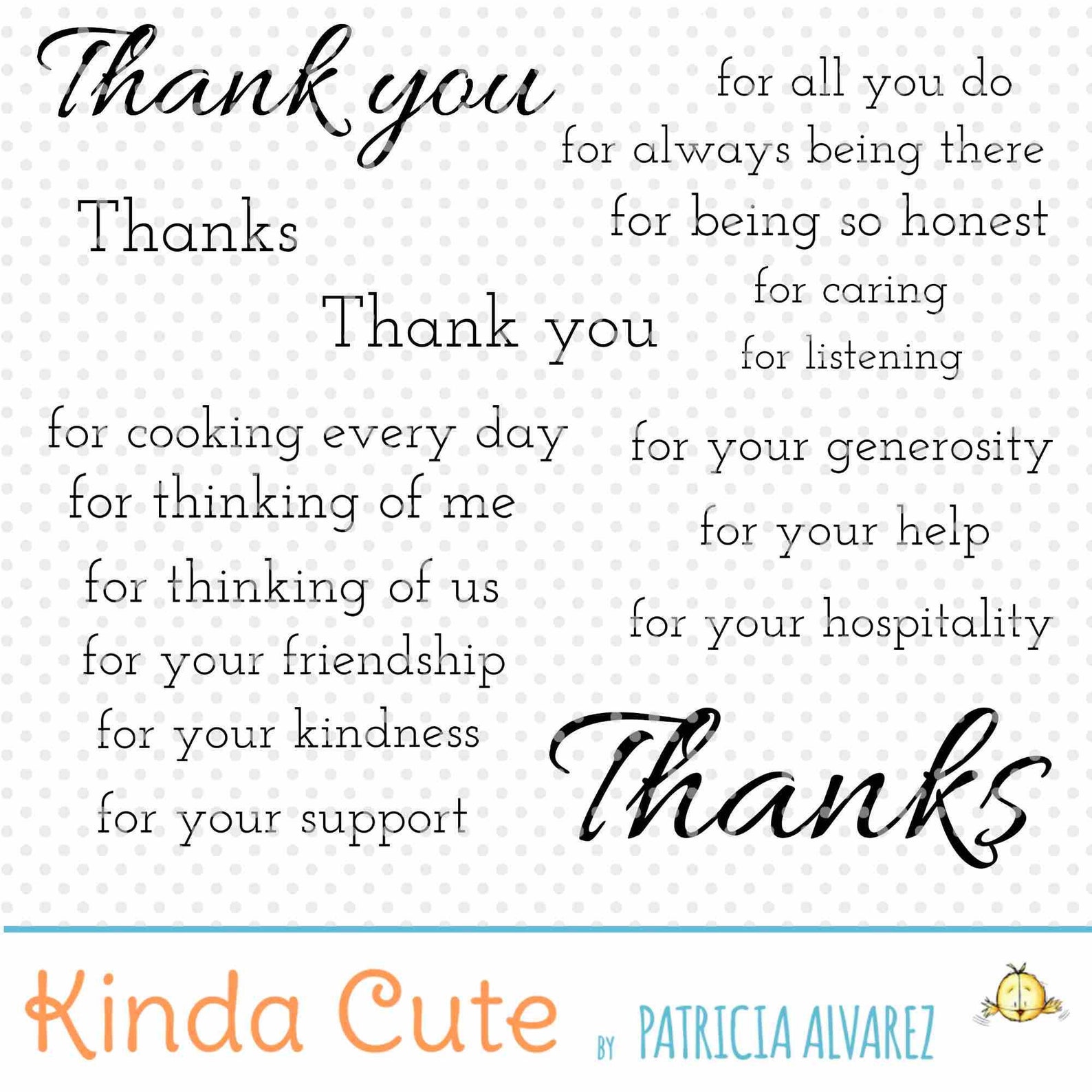 Thank You Sentiments Basics Digital Stamp Set. Basic Thank You  Etsy