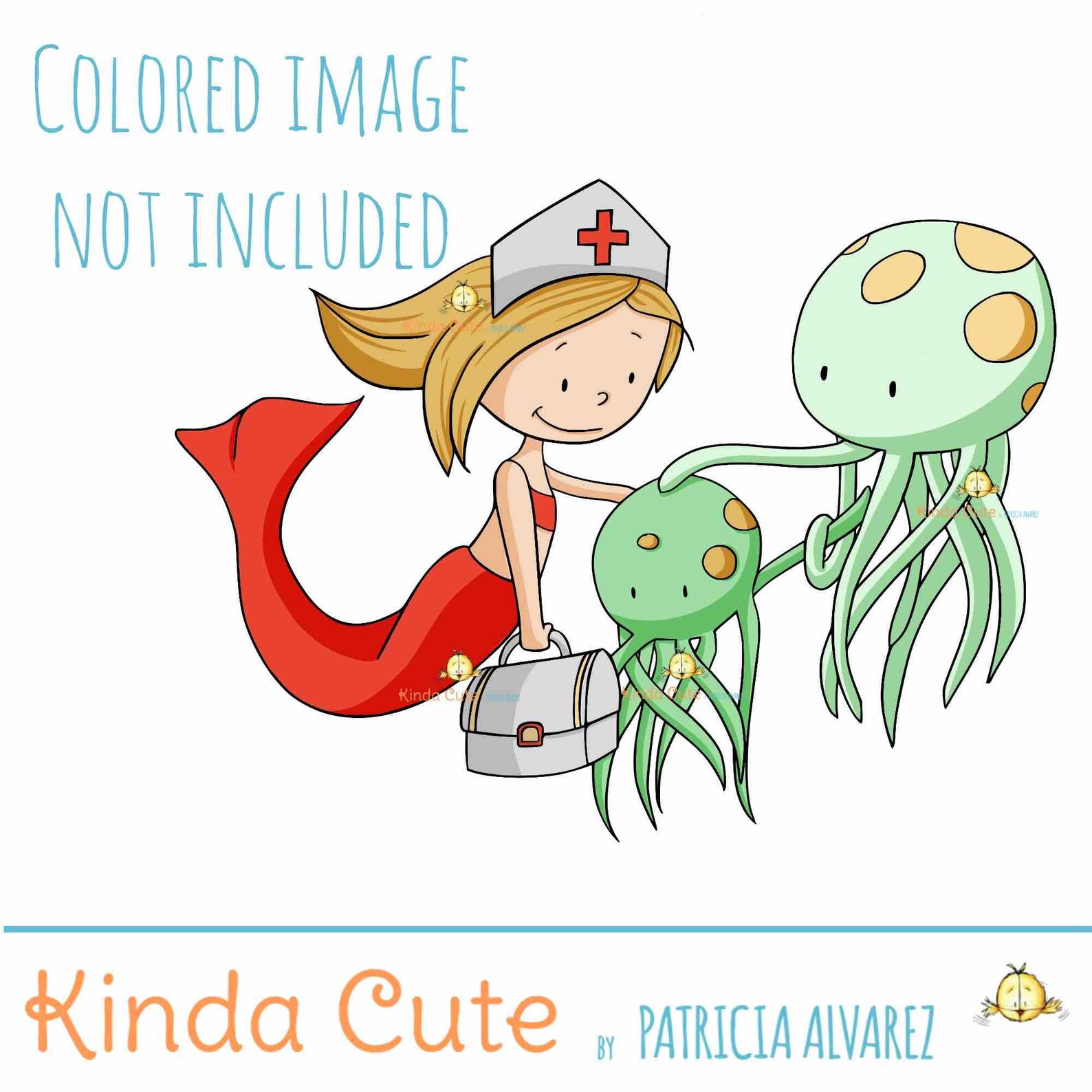 Digital Stamp Mermaid Nurse Mermaid Doctor Etsy