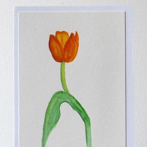 Originele handgeschilderde aquarel kunstkaart - tulp