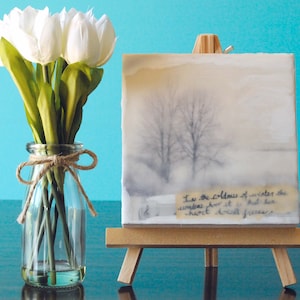 Coldness of Winter, Artwork on cradled wood panel canvas, Mixed Media Encaustic Art, Encaustic Art, Mixed Media Art