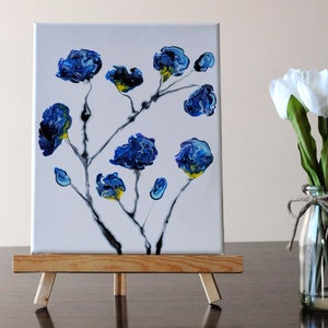 Blue Flax Flower, Fluid Acrylic Painting, Abstract Art, Poured Acrylic Painting, Poured Flowers, Abstract Flowers, Poured Acrylic Art