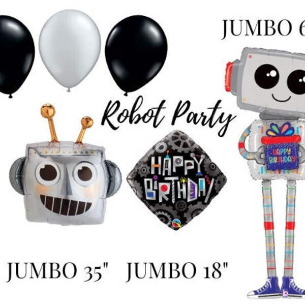 Robot Party| Jumbo Robot Balloon|Robot Head Balloon|Robot Birthday|Robotics Party|Robot Theme|Robots|Robot Birthday