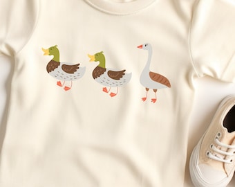 T-shirt peuter, shirt Duck Duck Goose, boerderij-T-shirt, schattig dier T-shirt voor kinderen, dierenliefhebber cadeau voor kind, kinderspelletjes, nostalgisch T-shirt