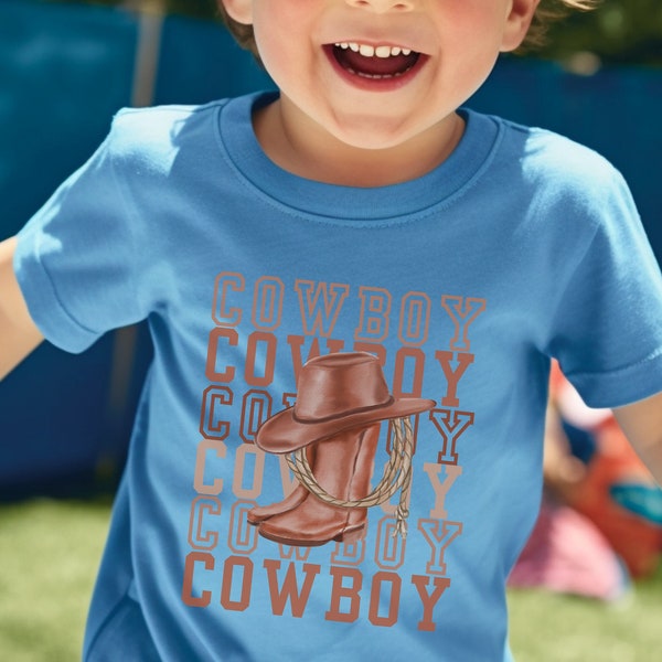 Toddler T-Shirt, Cowboy Tee, Children's Cowboy Boot Shirt, Wild West Tee, Western Kids Shirt, Gift for Little Cowboys, Cute Cowboy Hat Tee