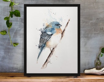 Cute watercolor bird - Art print after my original painting of a bird