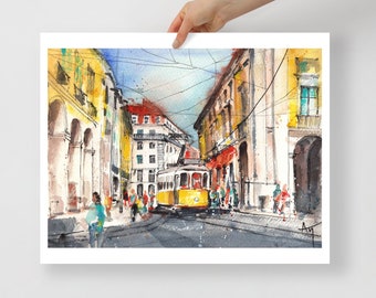 Lisbon poster Portugal souvenit art Lisbon travel gift Lisbon remember painting Lisboa art print wall Lisbon sketch Portugal illustration
