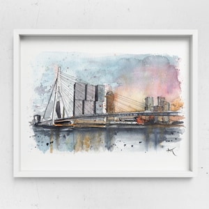 Rotterdam Poster the Netherlands Art Print Rotterdam Travel Art Dutch Souvenir Rotterdam Watercolor Print Rotterdam Framed Art Poster