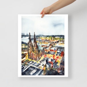 Cologne print Köln poster wall art Germany trip souvenir Cologne travel print Holiday Cologne wall art Decor Cologne Dome landscape city