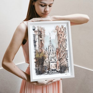 Barcelona Print Spain Catalunia Poster Barcelona art painting Barcelona Wall Art Spain Trip Souvenir Barcelona Watercolor Gift Art Barcelona