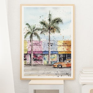 Miami poster travel gift Miami print watercolor painting Miami wall art Florida US city wall art Miami USA birthday gift Miami printable art