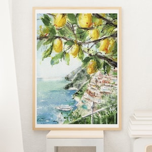 Amalfiküste Poster Positano Druck Aquarell Amalfi Reise Kunst Geschenk Capri Wand Kunst Dekor Amalfi Hochzeit Geschenk Reise Amalfi