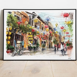 Vietnam travel poster Vietnamese art print Vietnamese painting Hoi An print Vientam poster travel gift Vietnam artwork poster gift art