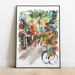 Vietnamese art Vietnam travel poster Vietnam print Vietnamese painting Hoi An print Vientam travel gift Vietnam wall art poster gift art