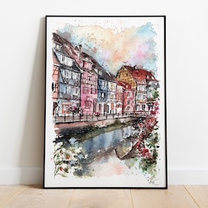 Colmar print France poster Colamar travel print wall art Colmar souvenir France art Colmar Alsacia travel souvenir art print Colmar trip