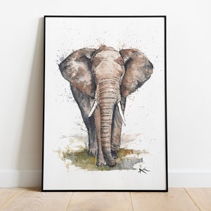 Elephant art print Elephant poster Watercolor Elephant drawing Nursery Elephant Wall Decor Kids Room Elephant Poster Animal Art painting