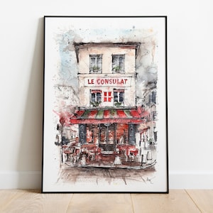 Paris poster painting Paris art print France wall art decor Paris cafe art gift Paris travel souvenir Paris gift anniversary trip Paris art