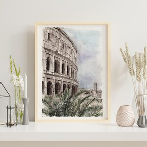 Rome poster travel Italy print Rome wall art Italian home decor Rome painting watercolor Collosseum art print Italy illustration travel gift