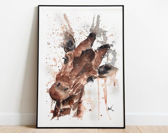 Giraffe Art Print - Giraffe Painting - Watercolor Print - Nursery Room Decor - Animal Illustration - Giraffe Room Decor - Wildlife Art Print