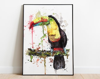 Nursery Wall Art Decor Toucan Nursery Poster Toucan Print Jugle Wall Art Animal Illustration Home Decor Cute ToucanPainting Watercolor Zebra