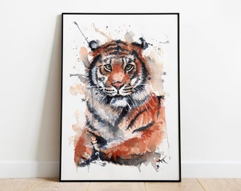 Tiger Art Print - Tiger Painting - Watercolor Print - Nursery Room Decor - Animal Illustration - Tiger Room Decor - Wildlife Art Print