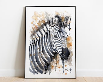 Vivero pared arte decoración cebra vivero cartel cebra impresión safari pared arte animal ilustración hogar decoración linda cebra pintura acuarela cebra