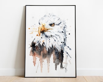 Bald Eagle - Print of my original watercolor painting of a Bald Eagle, art, animal, illustration, home decor, nursery, gift, wildlife