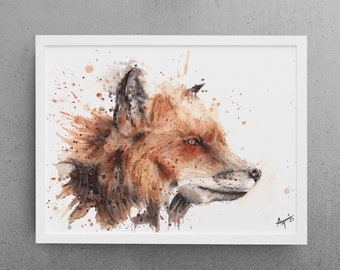 Red Fox Art Print - Fox Painting - Watercolor Print - Nursery Room Decor - Animal Illustration - Fox Room Decor - Wildlife Art Print
