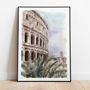 Rome poster travel Italy print Rome wall art Italian home decor Rome painting watercolor Collosseum art print Italy illustration travel gift