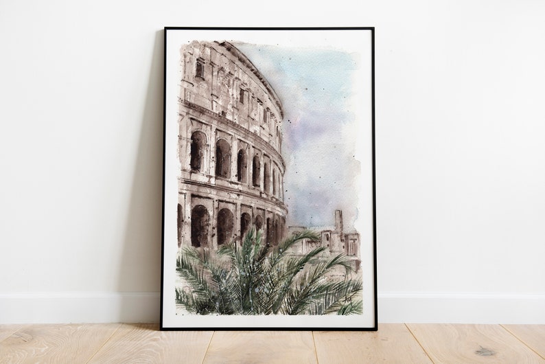Rome poster travel Italy print Rome wall art Italian home decor Rome painting watercolor Collosseum art print Italy illustration travel gift