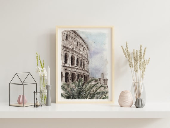 Rome poster travel Italy print Rome wall art Italian home decor Rome painting watercolor Collosseum art print Italy illustration travel gift