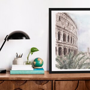 Rome poster travel Italy print Rome wall art Italian home decor Rome painting watercolor Collosseum art print Italy illustration travel gift