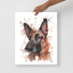 German shepherd Art Print - Dog Painting - Watercolor Print - Nursery Room Decor - Animal Illustration - Dog Room Decor - Wildlife Art Print