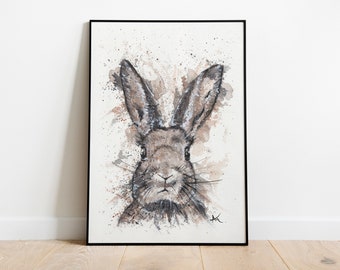 Rabbit Art Print - Rabbit Painting - Watercolor Print - Nursery Room Decor - Animal Illustration - Bunny Room Decor - Wildlife Art Print