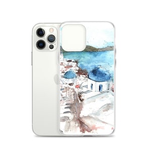 Satorini Greece- Watercolor iPhone Case - Unique iPhone Case - iPhone 12 Case - iPhone 12 Pro Case - Pro Max - iPhone 11 - SE - S - XS - XR