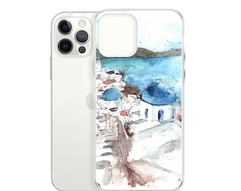 Satorini Greece- Watercolor iPhone Case - Unique iPhone Case - iPhone 12 Case - iPhone 12 Pro Case - Pro Max - iPhone 11 - SE - S - XS - XR