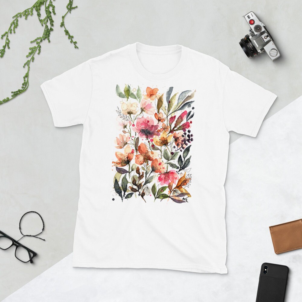 Floral T-shirt Unisex T-shirt Floral Painting 100% Ring | Etsy