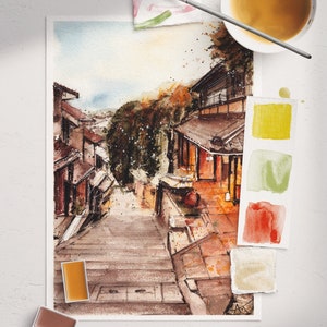 Kyoto poster travel Kyoto print Japan printable art Janaese wall art decor Japan watercolor Kyoto poster home decor Japan travel wall art