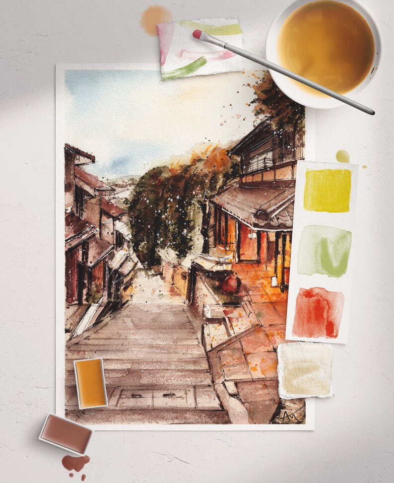 Kyoto poster travel Kyoto print Japan printable art Janaese wall art decor Japan watercolor Kyoto poster home decor Japan travel wall art