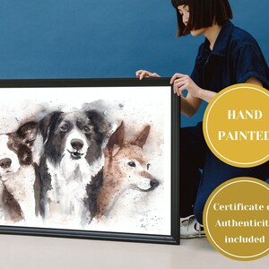Retrato de perro watecolor personalizado retrato de mascota personalizado regalo de dueño de gato dueño de perro regalo de mamá personalizado regalo conmemorativo de perro pérdida de mascota retrato familiar