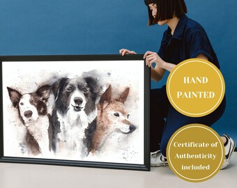 Custom watecolor dog portrait personalized pet portrait cat owner gift dog owner custom mom gift dog memorial gift pet loss family portrait