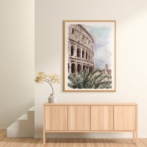 Rome poster travel Italy print Rome wall art Italian home decor Rome painting watercolor Collosseum art print Italy illustration travel gift