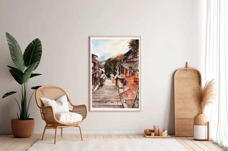 Kyoto poster travel Kyoto print Japan printable art Janaese wall art decor Japan watercolor Kyoto poster home decor Japan travel wall art