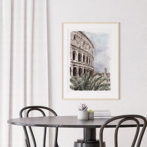 Rome poster travel Italy print Rome wall art Italian home decor Rome painting watercolor Collosseum art print Italy illustration travel gift