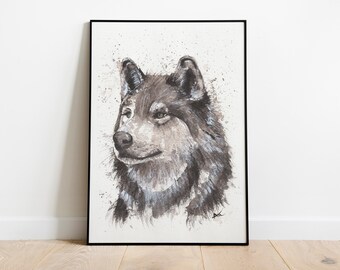 Wolf - Impresión de mi pintura original de acuarela de un zorro rojo, arte, animal, ilustración, decoración del hogar, guardería, regalo, vida silvestre, arte mural