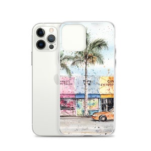 Miami beach - Watercolor iPhone Case - Unique iPhone Case - iPhone 12 Case - iPhone 12 Pro Case - Pro Max - iPhone 11 - SE - S - XS - XR