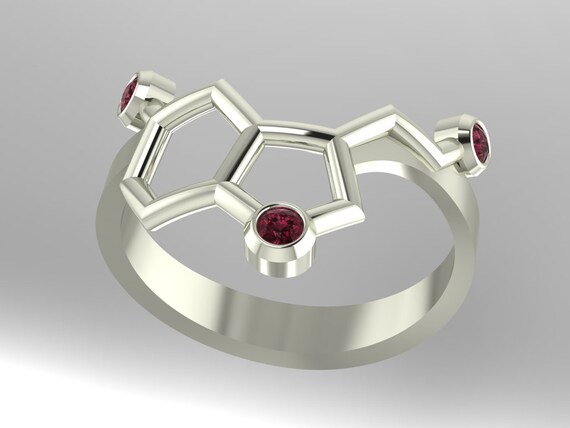 Serotonin Molecular .925 Sterling Silver happiness Ring Set With Imitation Birthstones Molecular Bliss Etsy