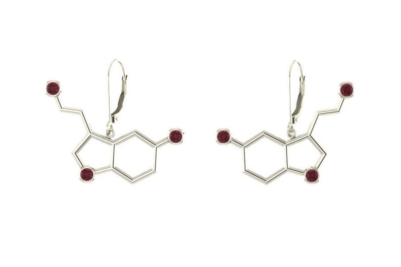 Molecule sterling silver leverback earrings set with birthstones Molecular Bliss