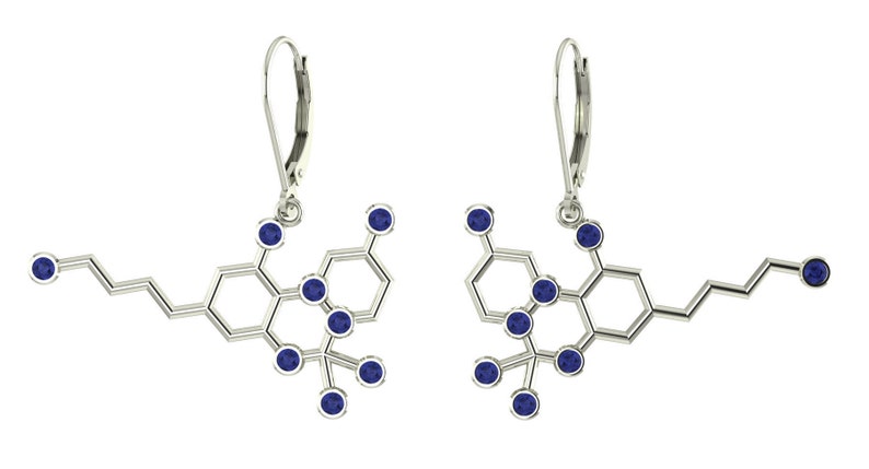 Molecule sterling silver leverback earrings set with birthstones Molecular Bliss