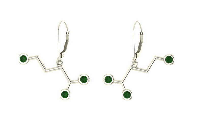 Molecule sterling silver leverback earrings set with birthstones Molecular Bliss