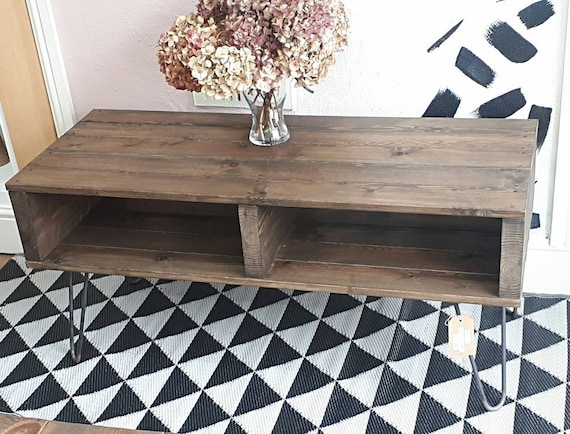 Rustic Retro Pallet Coffee Table Tv Stand In Jacobean Dark Oak Etsy